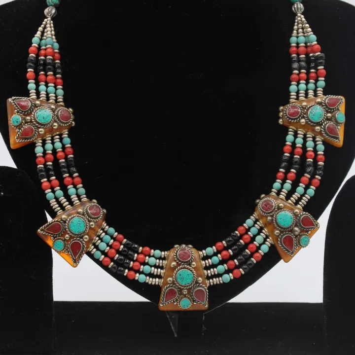 Multicolor Astha Dhatu Meena Necklace for Women – Spiritual Energy & Ethnic Style (8")