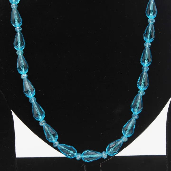 Sky Blue Glass Fancy Mala / Necklace for Women – 8" | Calm Communication & Aura Brightening