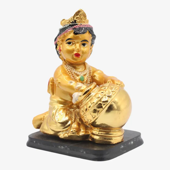 Golden Color Little Krishna Statue (4”) – Joy, Prosperity & Spiritual Harmony Figurine