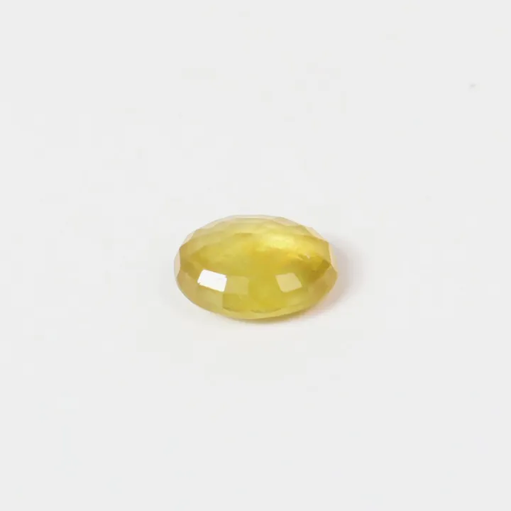 Yellow Color Cut Design Round Shaped Pokharj Lemon Loose Gemstone (Per Carat)