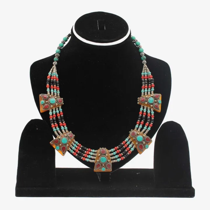 Multicolor Astha Dhatu Meena Necklace for Women – Spiritual Energy & Ethnic Style (8")